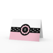 E:: Monogramm-E punktierte rosa u. weiße Karte