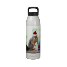 Écureuil de Noël avec des cadeaux de Noël Bouteilles D'eau Réutilisables