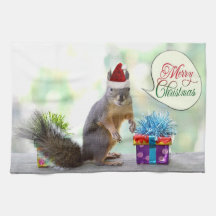 Écureuil de Noël avec des cadeaux de Noël Serviettes Éponge