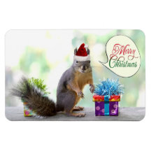 Écureuil de Noël avec des cadeaux de Noël Magnet