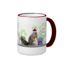 Écureuil de Noël avec des cadeaux de Noël Mug