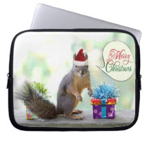 Écureuil de Noël avec des cadeaux de Noël Trousses Pour Ordinateur Portable