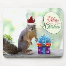 Écureuil de Noël avec des cadeaux de Noël Tapis De Souris