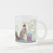Écureuil de Noël avec des cadeaux de Noël Tasses