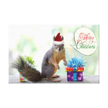 Écureuil de Noël avec des cadeaux de Noël Toiles Tendues