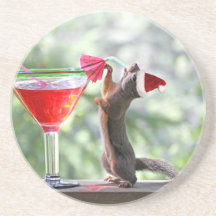 Écureuil de Noël buvant un cocktail Dessous De Verre