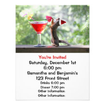Écureuil de Noël buvant un cocktail Invitation Personnalisée