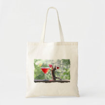 Écureuil de Noël buvant un cocktail Sacs En Toile