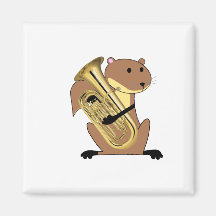 Écureuil jouant l'euphonium aimants pour réfrigérateur