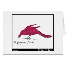Edward Lear hochroter Vogel Grußkarte