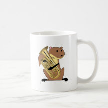 Eichhörnchen, das den Euphonium spielt Kaffee Tasse