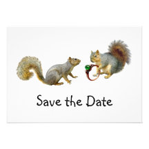 Eichhörnchen mit Ring Save the Date Einladungskarte