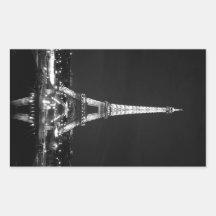Eiffelturm nachts - B/W Rechteck Sticker