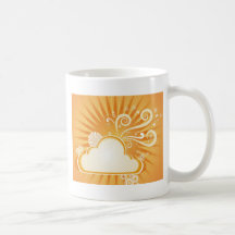 Ein stilisierter orange Retro Sonnenschein Teetassen