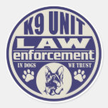 Einheit K9 in den Hunden vertrauen wir Blau Runde Sticker
