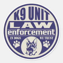 Einheit K9 in den Hunden vertrauen wir Blau Runde Sticker