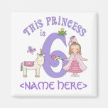 Einhorn-Prinzessin 6. Geburtstag Magnete
