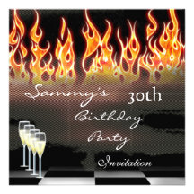 Einladungs-30. Geburtstags-Party-elegantes Feuer-G