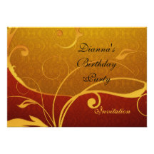 Einladungs-Party-elegantes gelbes Goldrotes Blumen
