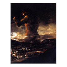 EL coloso (1808-1812), Francisco de Goya. Öl auf c Postkarte