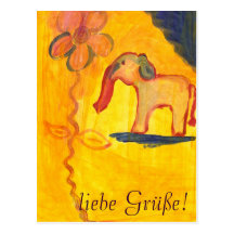 elefant mit blume von Lola Mono Postkarte