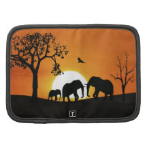 Elefanten am Sonnenuntergang Folio Planer
