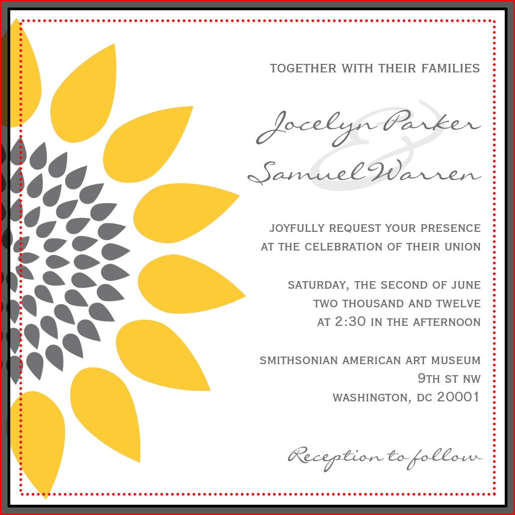 Sonnenblume-Hochzeit Einladungen Sonnenblume-Hochzeit Einladungen
