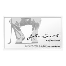 Elegante weiße Schlag-Golf-Lehrer-Visitenkarte