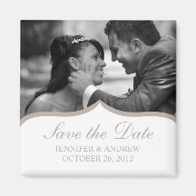 Eleganter Foto-Save the Date Magnet (hellbraun) Magnets