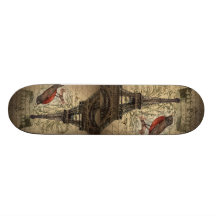 eleganter Kronenrotkehlchen-Eiffel-Turm Paris Vint Skateboard Bretter