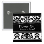 Elegantes Damast-Brautparty - Blumen-Mädchen Anstecknadelbuttons