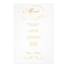 Elegantes Skript-Hochzeits-Menü - Gold Büropapiere
