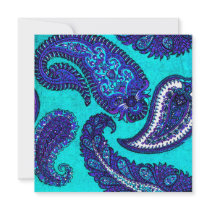Elektrische Aqua-Paisley-Hochzeits-Einladung