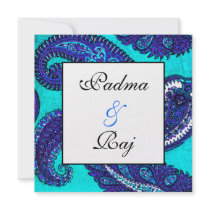 Elektrische Aqua-Paisley-Hochzeits-Einladung