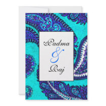 Elektrische Aqua-Paisley-Hochzeits-Einladung