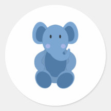 Éléphant bleu de bande dessinée autocollant rond