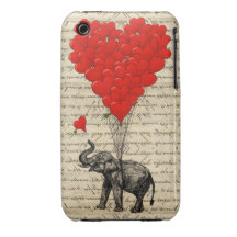 Éléphant et ballons en forme de coeur étuis iPhone 3