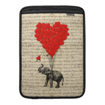 Éléphant et ballons en forme de coeur poches macbook air