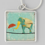 Éléphant gracieux Keychain d'or porte-clés