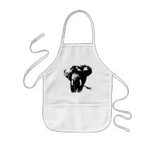 Éléphant noir et blanc d'art de bruit tablier