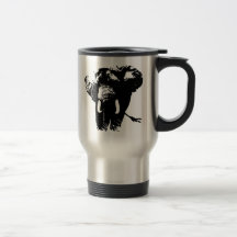 Éléphant noir et blanc d'art de bruit tasse