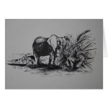 Éléphants à l'encre - carte de note