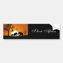 Éléphants au coucher du soleil autocollants pour voiture