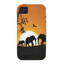 Éléphants au coucher du soleil coque Case-Mate iPhone 4