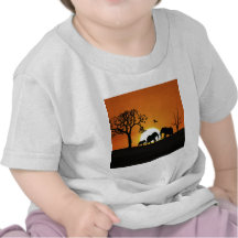 Éléphants au coucher du soleil t-shirt