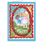 Enfants dans le cadre rose Valenitne Carte