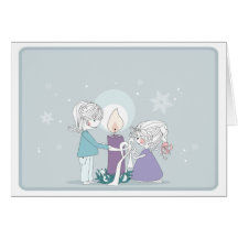Enfants faisant la guirlande de Noël Cartes De Vœux