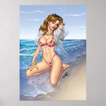 Enormer sexy StrandPinup des Bikini-25x35 vom Al R
