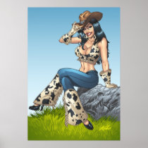 ENORMES sexy Cowgirl mit Cowboyhut-Druck durch Al 