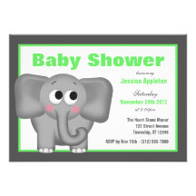 Entzückende Elefant-Grün-Babyparty-Einladungen